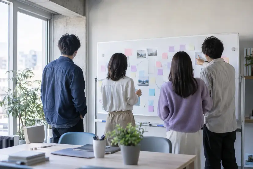 チームで働く様子のイメージ（AI で作成）